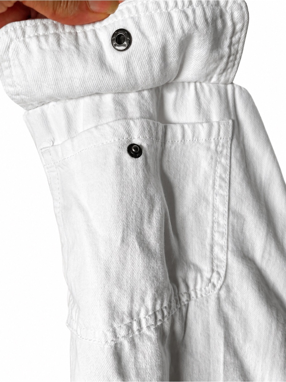 ELAN Dolly Smiley Face OVERSIZED Utility Shacket White 100% Cotton - Picture 4 of 16